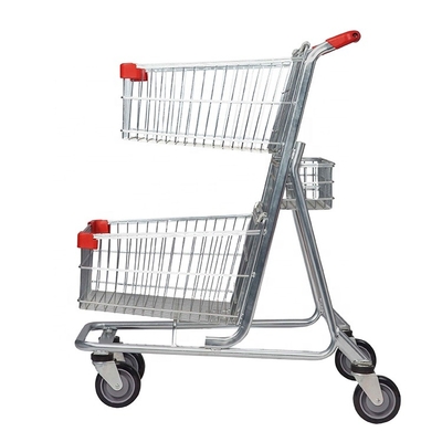 Op zwaar werk berekend van de het Wielmand van Supermarktkarren het Karretje Dubbel Mand het Winkelen Karretje