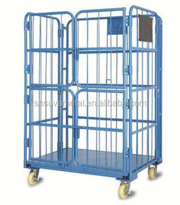 Het logistische karretje van de opslagkar, de Container van de Broodjeskooi met 4 deur/rollende containerkooi